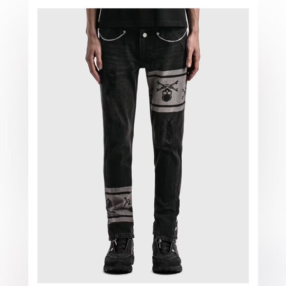 Mastermind Japan Other - Mastermind Japan x C2H4 jeans double waist skull print chain black NWT S $550